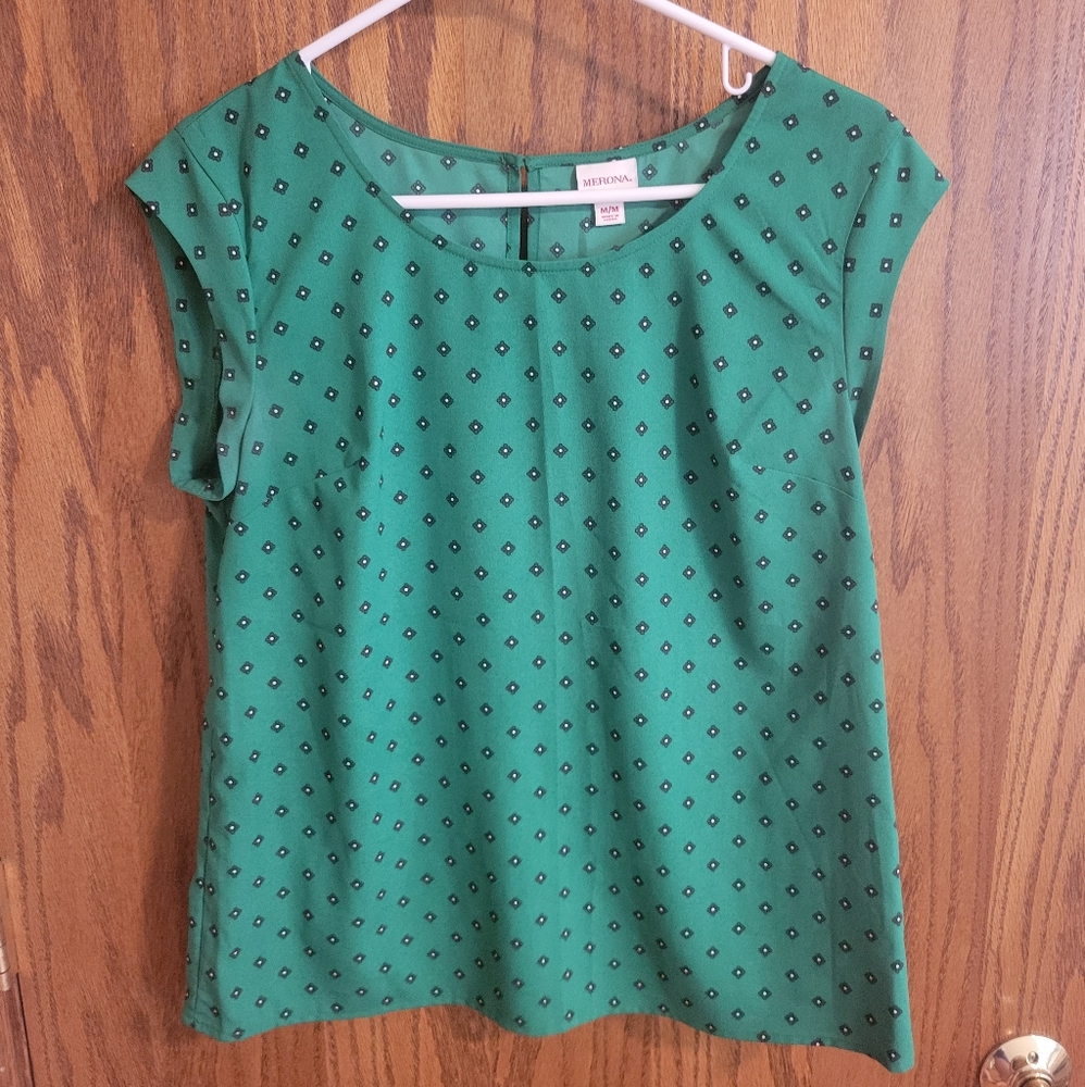 Green floral blouse size medium